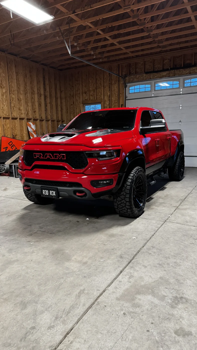 Red Ram truck featured in Power Pro Studios’ ceramic coating gallery